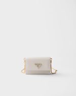 Prada Saffiano leather card holder with shoulder strap